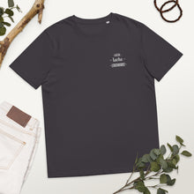 Lade das Bild in den Galerie-Viewer, Liebe - Lache - Leberwurst - Stickerei Unisex-Bio-Baumwoll-T-Shirt
