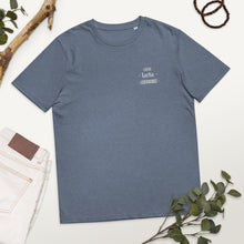 Lade das Bild in den Galerie-Viewer, Liebe - Lache - Leberwurst - Stickerei Unisex-Bio-Baumwoll-T-Shirt