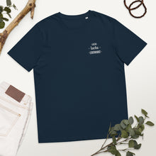 Lade das Bild in den Galerie-Viewer, Liebe - Lache - Leberwurst - Stickerei Unisex-Bio-Baumwoll-T-Shirt