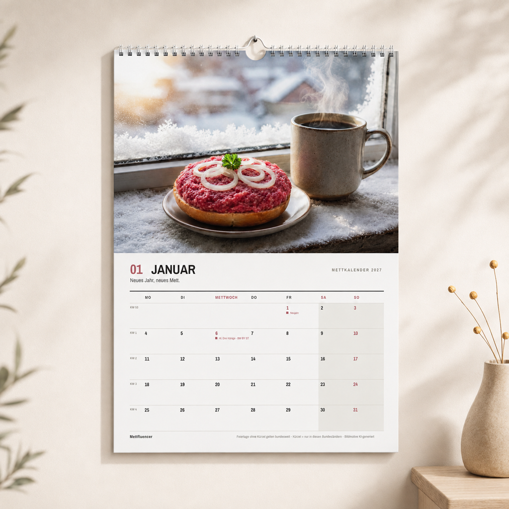 Mettkalender 2027 – A4-Wandkalender für Mettliebhaber